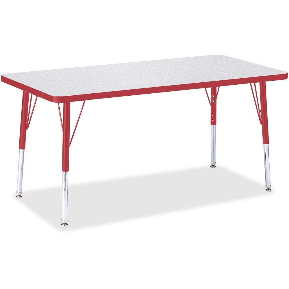 JNT6403JCE008 - Let children safely work on their favorite arts and crafts on this rectangular activity table. Freckled gray laminate is durable and features an easy-to-clean surface. TRUEdge is permanently thermo-fused to the edges to prevent chipping. Extra-safe, dual-screw steel legs allow you to easily adjust the height of the table. Powder-coated, adjustable legs can be repositioned in 1" increments to provide maximum comfort for children. Leg guides reduce squeaks, prevent snags and eliminate rusting.