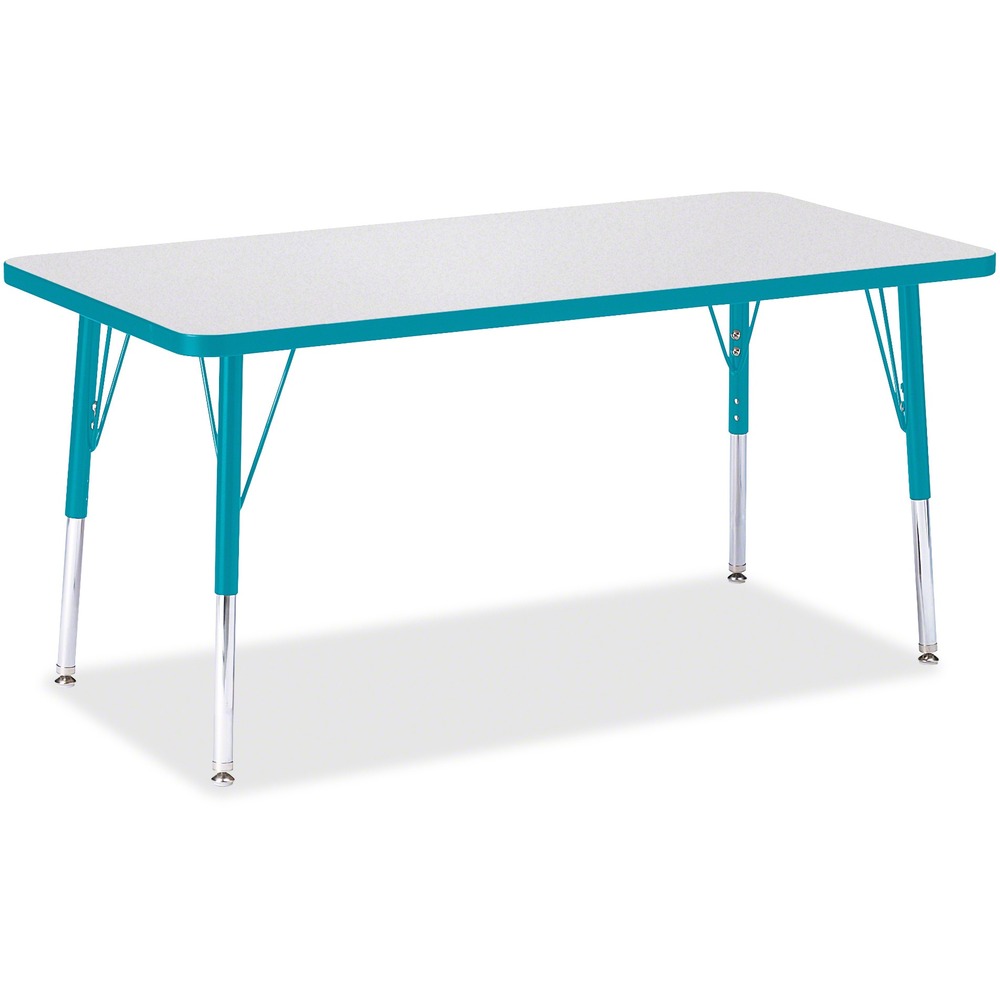 JNT6403JCE005 - Let children safely work on their favorite arts and crafts on this rectangular activity table. Freckled gray laminate is durable and features an easy-to-clean surface. TRUEdge is permanently thermo-fused to the edges to prevent chipping. Extra-safe, dual-screw steel legs allow you to easily adjust the height of the table. Powder-coated, adjustable legs can be repositioned in 1" increments to provide maximum comfort for children. Leg guides reduce squeaks, prevent snags and eliminate rusting.