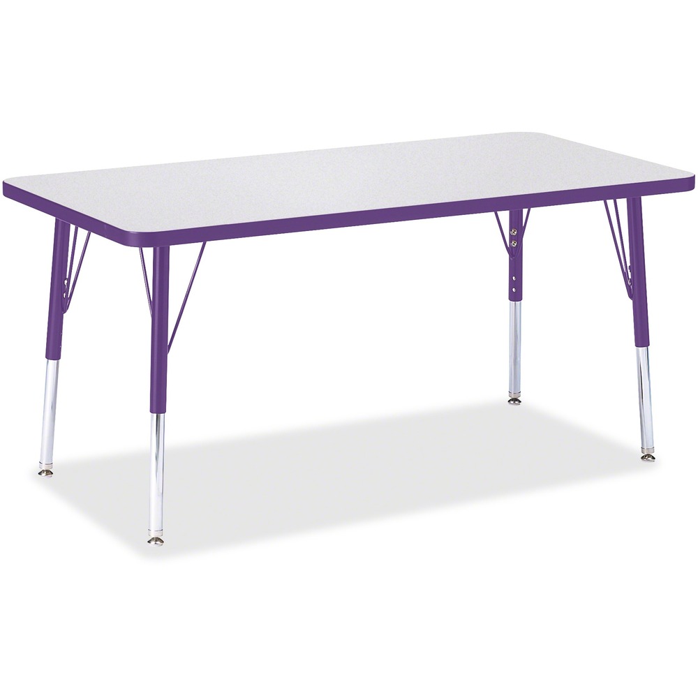 JNT6403JCE004 - Let children safely work on their favorite arts and crafts on this rectangular activity table. Freckled gray laminate is durable and features an easy-to-clean surface. TRUEdge is permanently thermo-fused to the edges to prevent chipping. Extra-safe, dual-screw steel legs allow you to easily adjust the height of the table. Powder-coated, adjustable legs can be repositioned in 1" increments to provide maximum comfort for children. Leg guides reduce squeaks, prevent snags and eliminate rusting.