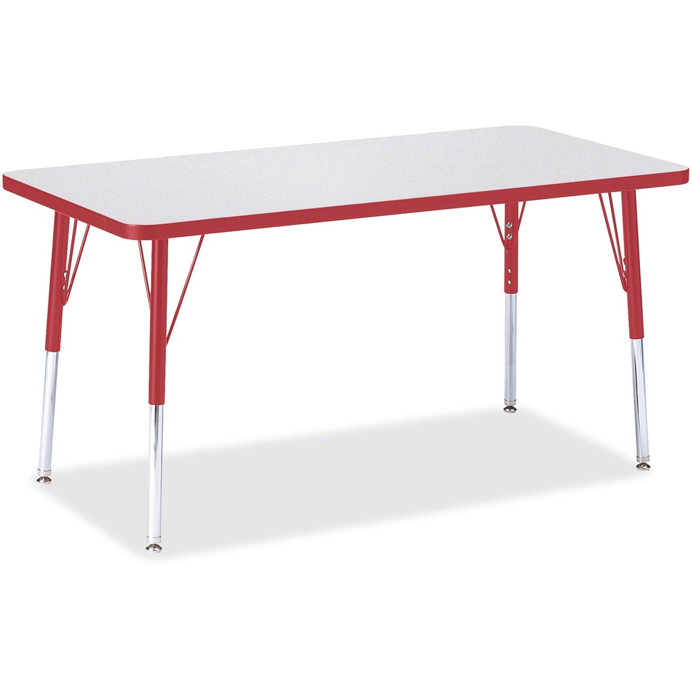 JNT6403JCA008 - Rectangular activity table for adults is perfectly sized to let you work comfortably. Laminate is durable and features an easy-to-clean surface. TRUEdge is permanently thermo-fused to the edges to prevent chipping. Extra-safe, dual-screw steel legs allow you to easily adjust the height of the table. Powder-coated, adjustable legs can be repositioned in 1" increments to provide maximum comfort. Leg guides reduce squeaks, prevent snags and eliminate rusting.
