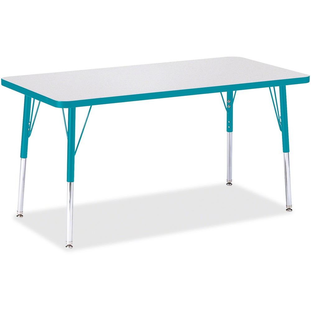 JNT6403JCA005 - Rectangular activity table for adults is perfectly sized to let you work comfortably. Laminate is durable and features an easy-to-clean surface. TRUEdge is permanently thermo-fused to the edges to prevent chipping. Extra-safe, dual-screw steel legs allow you to easily adjust the height of the table. Powder-coated, adjustable legs can be repositioned in 1" increments to provide maximum comfort. Leg guides reduce squeaks, prevent snags and eliminate rusting.