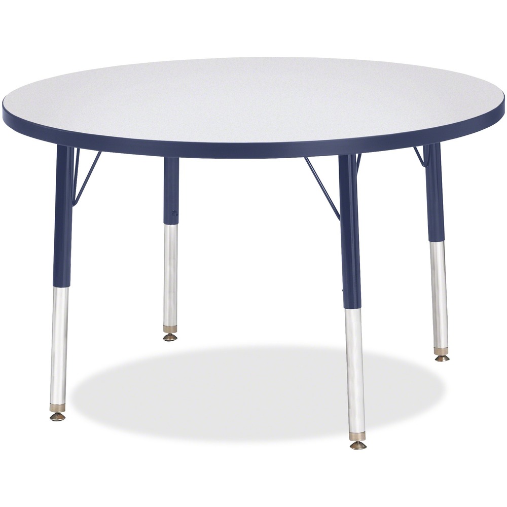 JNT6488JCE112 - Let children safely work on their favorite arts and crafts on this round activity table. Freckled gray laminate is durable and features an easy-to-clean surface. TRUEdge is permanently thermo-fused to the edges to prevent chipping. Extra-safe, dual-screw steel legs allow you to easily adjust the height of the table. Powder-coated, adjustable legs can be repositioned in 1" increments to provide maximum comfort for children. Leg guides reduce squeaks, prevent snags and eliminate rusting.