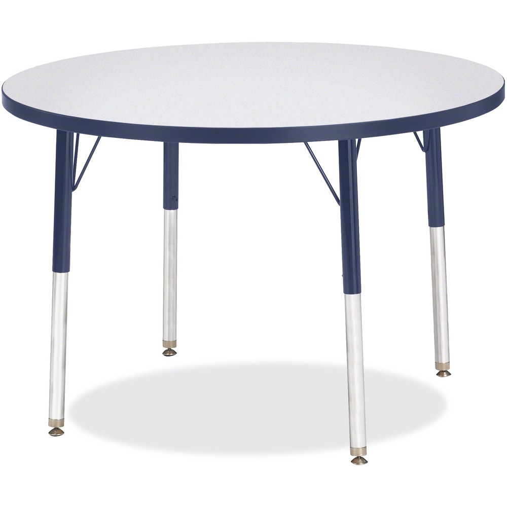 JNT6488JCA112 - Round activity table for adults is perfectly sized to let you work comfortably. Laminate is durable and features an easy-to-clean surface. TRUEdge is permanently thermo-fused to the edges to prevent chipping. Extra-safe, dual-screw steel legs allow you to easily adjust the height of the table. Powder-coated, adjustable legs can be repositioned in 1" increments to provide maximum comfort. Leg guides reduce squeaks, prevent snags and eliminate rusting.