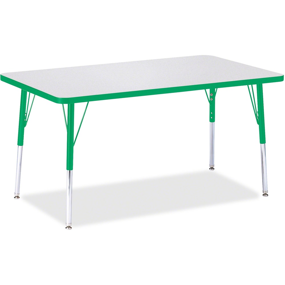 JNT6473JCA119 - Rectangular activity table for adults is perfectly sized to let you work comfortably. Laminate is durable and features an easy-to-clean surface. TRUEdge is permanently thermo-fused to the edges to prevent chipping. Extra-safe, dual-screw steel legs allow you to easily adjust the height of the table. Powder-coated, adjustable legs can be repositioned in 1" increments to provide maximum comfort. Leg guides reduce squeaks, prevent snags and eliminate rusting.