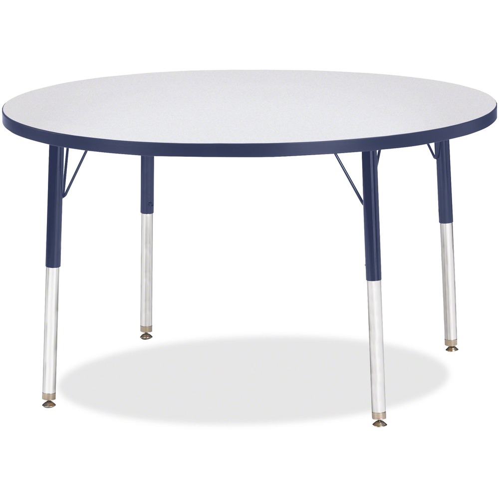 JNT6468JCE112 - Let children safely work on their favorite arts and crafts on this round activity table. Freckled gray laminate is durable and features an easy-to-clean surface. TRUEdge is permanently thermo-fused to the edges to prevent chipping. Extra-safe, dual-screw steel legs allow you to easily adjust the height of the table. Powder-coated, adjustable legs can be repositioned in 1" increments to provide maximum comfort for children. Leg guides reduce squeaks, prevent snags and eliminate rusting.