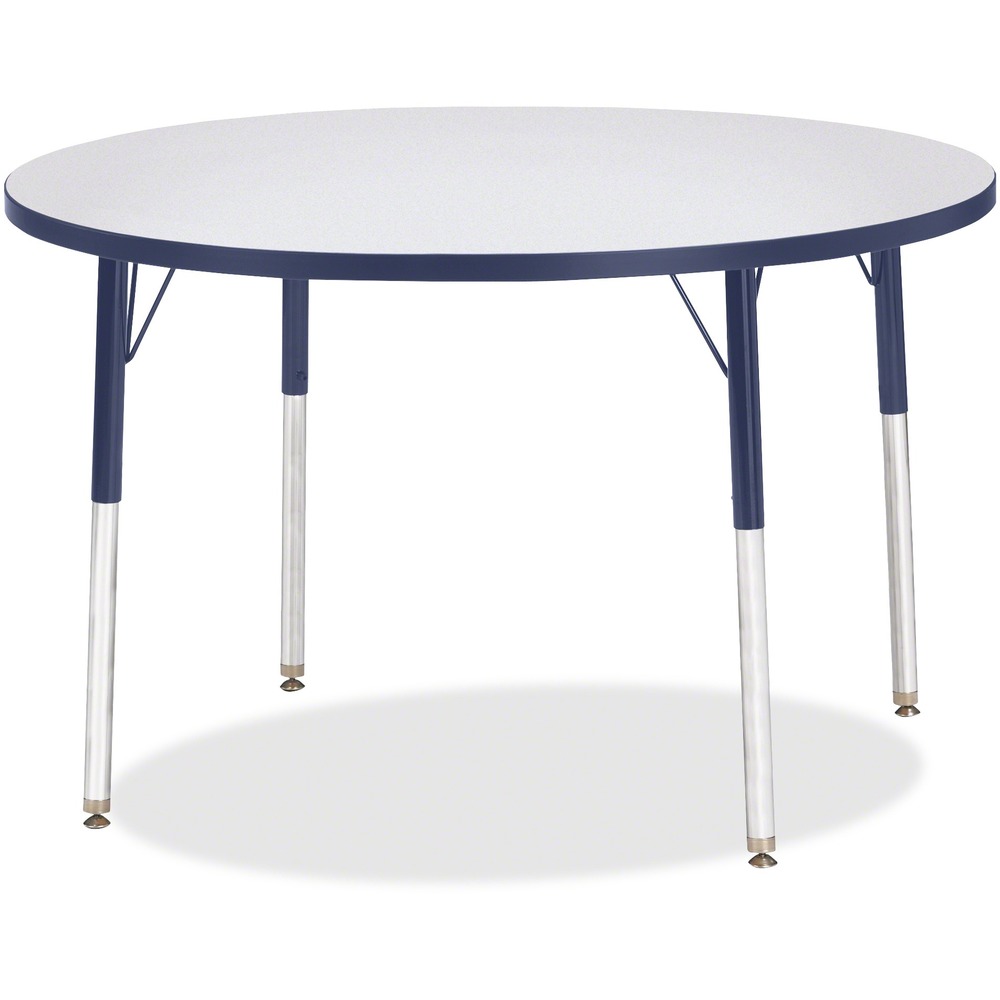 JNT6468JCA112 - Round activity table for adults is perfectly sized to let you work comfortably. Laminate is durable and features an easy-to-clean surface. TRUEdge is permanently thermo-fused to the edges to prevent chipping. Extra-safe, dual-screw steel legs allow you to easily adjust the height of the table. Powder-coated, adjustable legs can be repositioned in 1" increments to provide maximum comfort. Leg guides reduce squeaks, prevent snags and eliminate rusting.