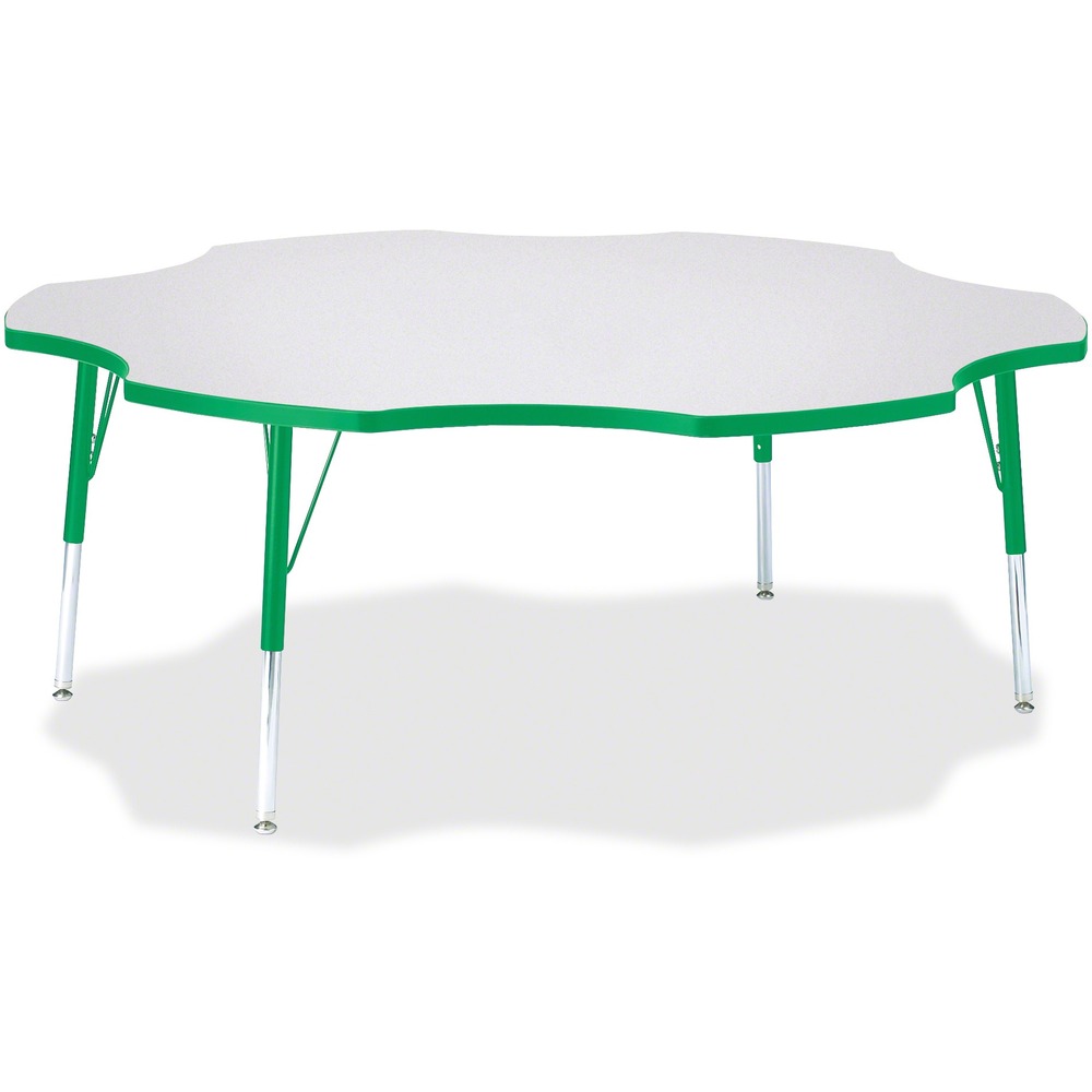 JNT6458JCE119 - This six-leaf activity table provides the perfect seating arrangement for up to six children. Durable laminate features an easy-to-clean surface. TRUEdge is permanently thermo-fused to the edges to prevent chipping. Extra-safe, dual-screw steel legs allow you to easily adjust the height of the table. Powder-coated, adjustable legs can be repositioned in 1" increments to provide maximum comfort for children. Leg guides reduce squeaks, prevent snags and eliminate rusting.