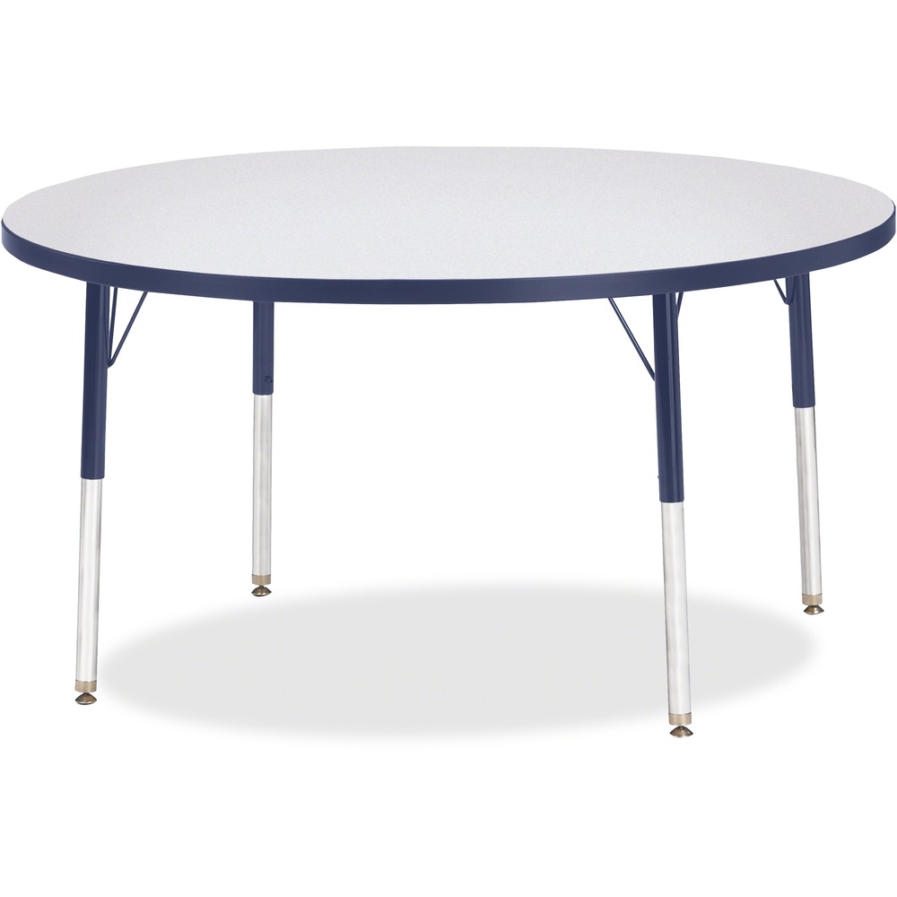 JNT6433JCA112 - Round activity table for adults is perfectly sized to let you work comfortably. Laminate is durable and features an easy-to-clean surface. TRUEdge is permanently thermo-fused to the edges to prevent chipping. Extra-safe, dual-screw steel legs allow you to easily adjust the height of the table. Powder-coated, adjustable legs can be repositioned in 1" increments to provide maximum comfort. Leg guides reduce squeaks, prevent snags and eliminate rusting.
