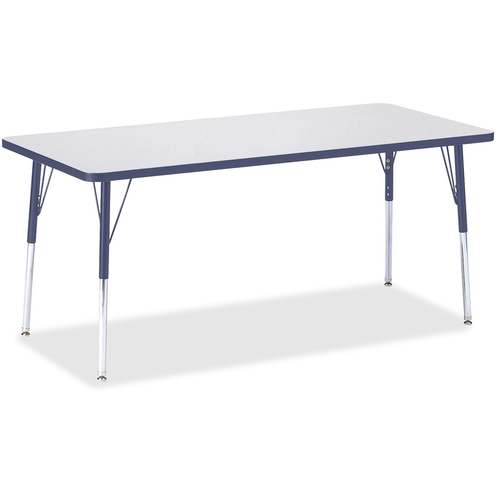 JNT6413JCA112 - Rectangular activity table for adults is perfectly sized to let you work comfortably. Laminate is durable and features an easy-to-clean surface. TRUEdge is permanently thermo-fused to the edges to prevent chipping. Extra-safe, dual-screw steel legs allow you to easily adjust the height of the table. Powder-coated, adjustable legs can be repositioned in 1" increments to provide maximum comfort. Leg guides reduce squeaks, prevent snags and eliminate rusting.