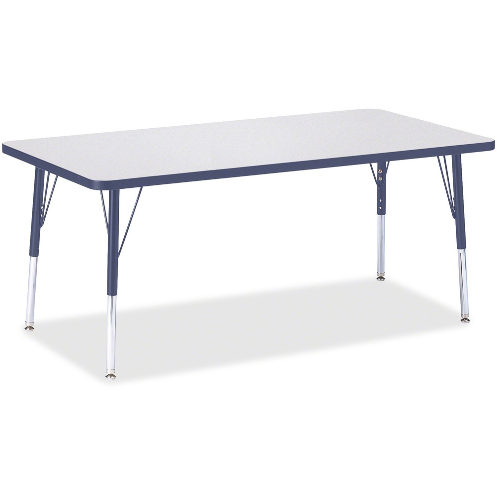 JNT6408JCE112 - Let children safely work on their favorite arts and crafts on this rectangular activity table. Laminate is durable and features an easy-to-clean surface. TRUEdge is permanently thermo-fused to the edges to prevent chipping. Extra-safe, dual-screw steel legs allow you to easily adjust the height of the table. Powder-coated, adjustable legs can be repositioned in 1" increments to provide maximum comfort for children. Leg guides reduce squeaks, prevent snags and eliminate rusting.
