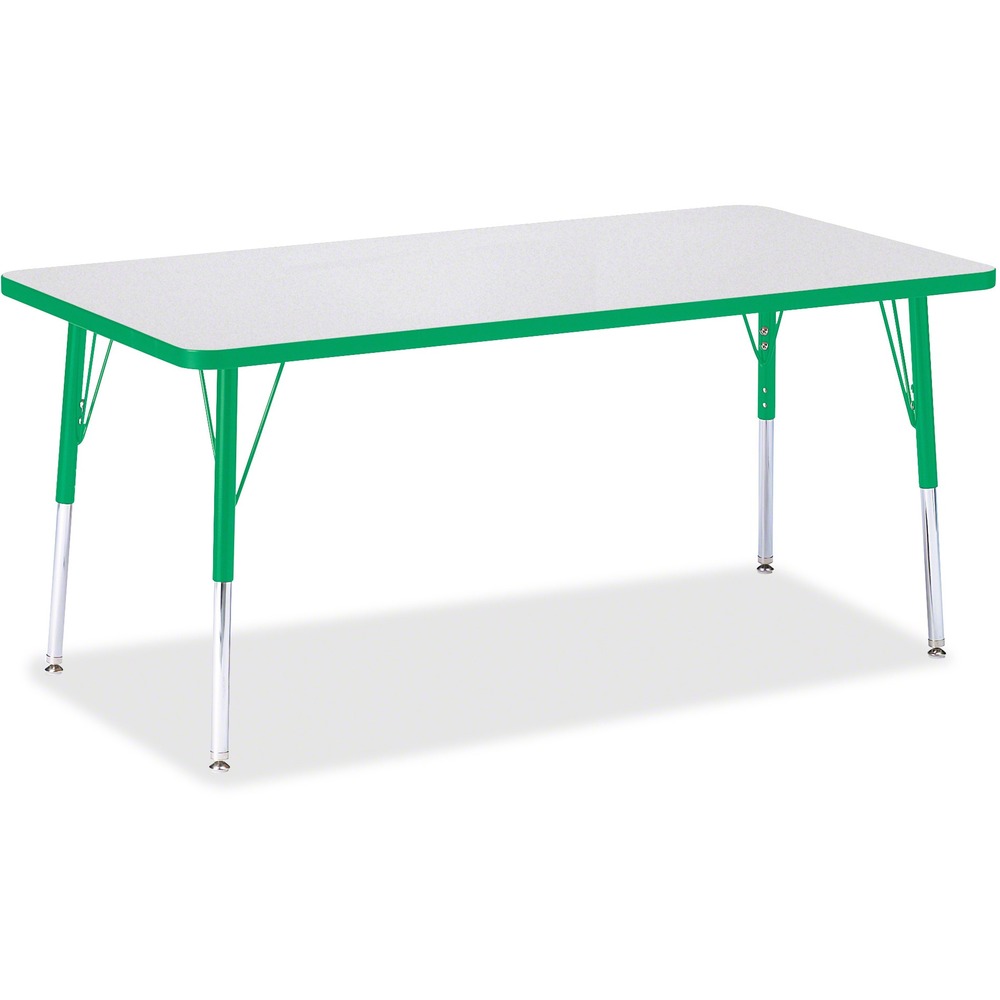 JNT6408JCA119 - Rectangular activity table for adults is perfectly sized to let you work comfortably. Laminate is durable and features an easy-to-clean surface. TRUEdge is permanently thermo-fused to the edges to prevent chipping. Extra-safe, dual-screw steel legs allow you to easily adjust the height of the table. Powder-coated, adjustable legs can be repositioned in 1" increments to provide maximum comfort. Leg guides reduce squeaks, prevent snags and eliminate rusting.