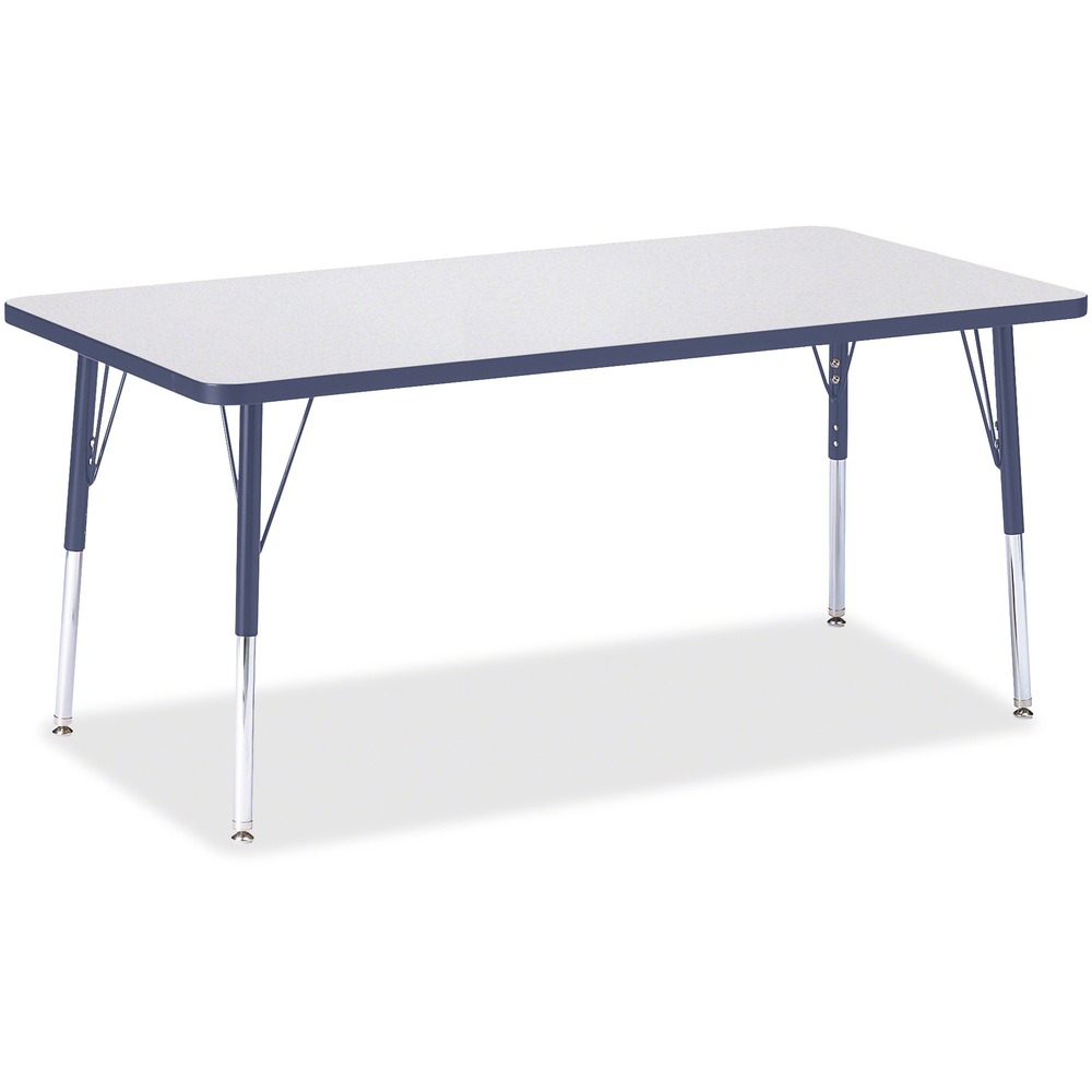 JNT6408JCA112 - Rectangular activity table for adults is perfectly sized to let you work comfortably. Laminate is durable and features an easy-to-clean surface. TRUEdge is permanently thermo-fused to the edges to prevent chipping. Extra-safe, dual-screw steel legs allow you to easily adjust the height of the table. Powder-coated, adjustable legs can be repositioned in 1" increments to provide maximum comfort. Leg guides reduce squeaks, prevent snags and eliminate rusting.