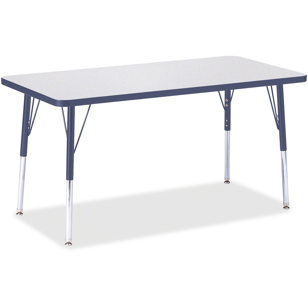 JNT6403JCA112 - Rectangular activity table for adults is perfectly sized to let you work comfortably. Laminate is durable and features an easy-to-clean surface. TRUEdge is permanently thermo-fused to the edges to prevent chipping. Extra-safe, dual-screw steel legs allow you to easily adjust the height of the table. Powder-coated, adjustable legs can be repositioned in 1" increments to provide maximum comfort. Leg guides reduce squeaks, prevent snags and eliminate rusting.