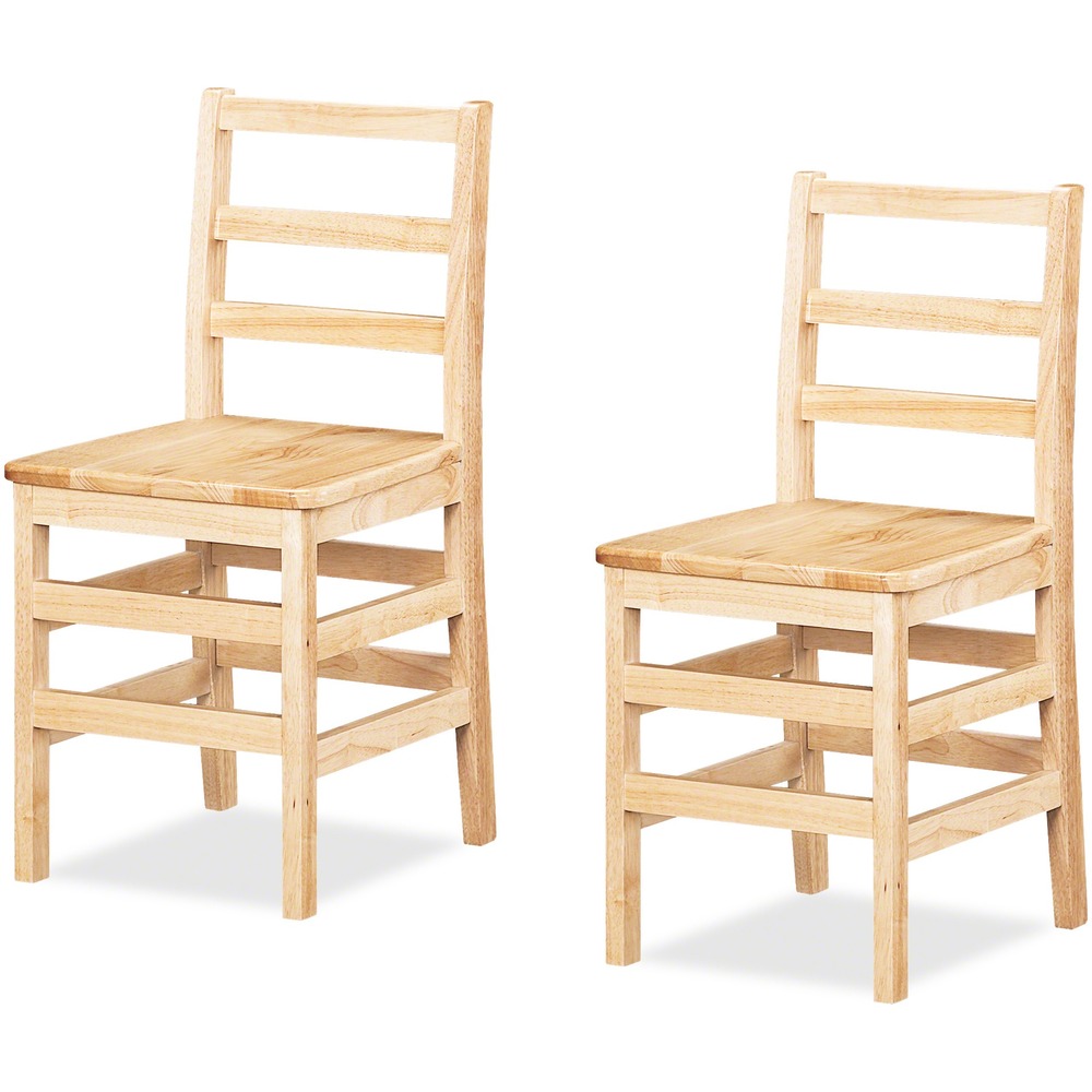 JNT5918JC2 - Encourage good posture with these ladderback chairs. Rails are properly spaced for child safety. Durable plastic glides won't rust or snag carpets. Solid hardwood construction offers durable, long-lasting use.