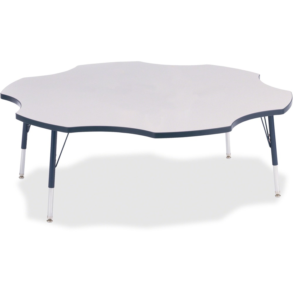 JNT6458JCE112 - This six-leaf activity table provides the perfect seating arrangement for up to six children. Durable laminate features an easy-to-clean surface. TRUEdge is permanently thermo-fused to the edges to prevent chipping. Extra-safe, dual-screw steel legs allow you to easily adjust the height of the table. Powder-coated, adjustable legs can be repositioned in 1" increments to provide maximum comfort for children. Leg guides reduce squeaks, prevent snags and eliminate rusting.