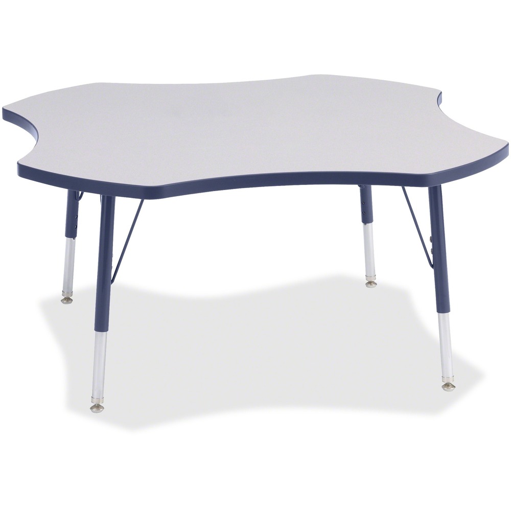 JNT6453JCE112 - This four-leaf activity table provides the perfect seating arrangement for up to four children. Durable laminate features an easy-to-clean surface. TRUEdge is permanently thermo-fused to the edges to prevent chipping. Extra-safe, dual-screw steel legs allow you to easily adjust the height of the table. Powder-coated, adjustable legs can be repositioned in 1" increments to provide maximum comfort for children. Leg guides reduce squeaks, prevent snags and eliminate rusting.