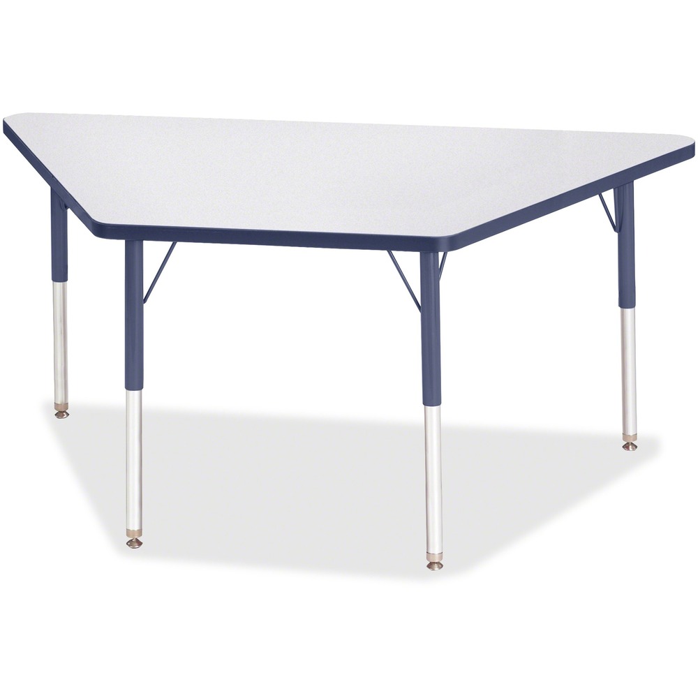 JNT6443JCA112 - Trapezoid-shaped activity table for adults is perfectly sized to let you work comfortably. Multiple trapezoid tables can be conveniently arranged in an assortment of configurations to accommodate any space. Durable laminate features an easy-to-clean surface. TRUEdge is permanently thermo-fused to the edges to prevent chipping. Extra-safe, dual-screw steel legs allow you to easily adjust the height of the table. Powder-coated, adjustable legs can be repositioned in 1" increments to provide maximum comfort. Leg guides reduce squeaks, prevent snags and eliminate rusting.