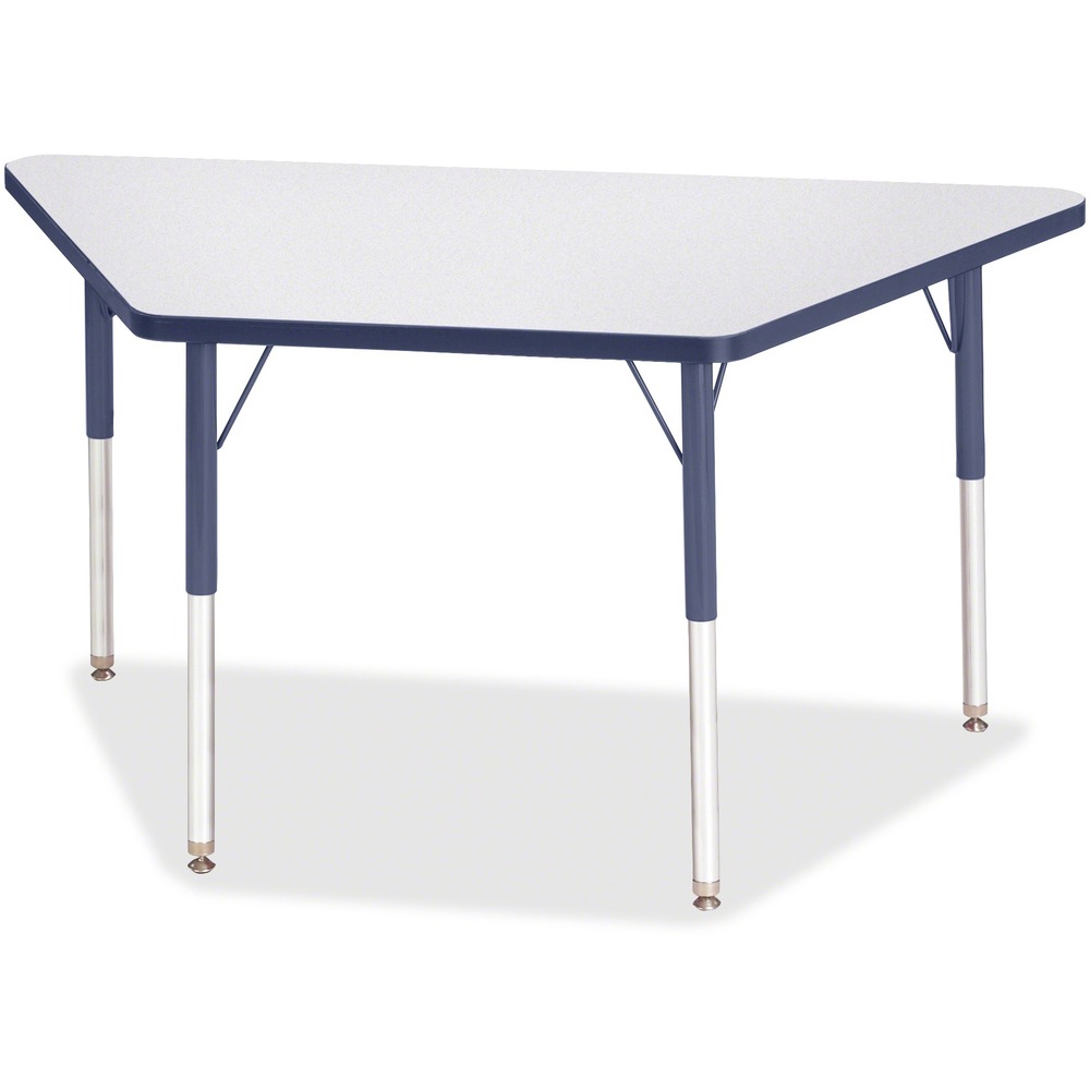 JNT6438JCA112 - Trapezoid-shaped activity table for adults is perfectly sized to let you work comfortably. Multiple trapezoid tables can be conveniently arranged in an assortment of configurations to accommodate any space. Durable laminate features an easy-to-clean surface. TRUEdge is permanently thermo-fused to the edges to prevent chipping. Extra-safe, dual-screw steel legs allow you to easily adjust the height of the table. Powder-coated, adjustable legs can be repositioned in 1" increments to provide maximum comfort. Leg guides reduce squeaks, prevent snags and eliminate rusting.