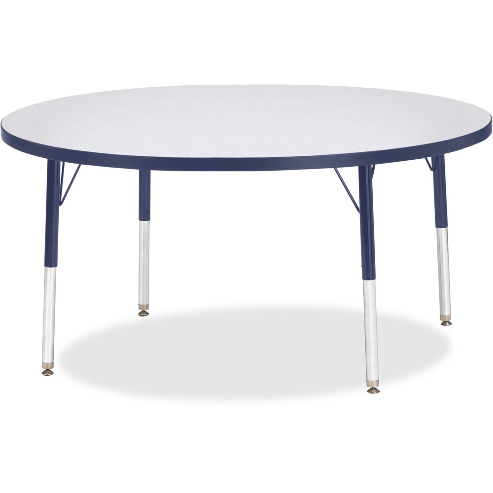 JNT6433JCE112 - Let children safely work on their favorite arts and crafts on this round activity table. Freckled gray laminate is durable and features an easy-to-clean surface. TRUEdge is permanently thermo-fused to the edges to prevent chipping. Extra-safe, dual-screw steel legs allow you to easily adjust the height of the table. Powder-coated, adjustable legs can be repositioned in 1" increments to provide maximum comfort for children. Leg guides reduce squeaks, prevent snags and eliminate rusting.