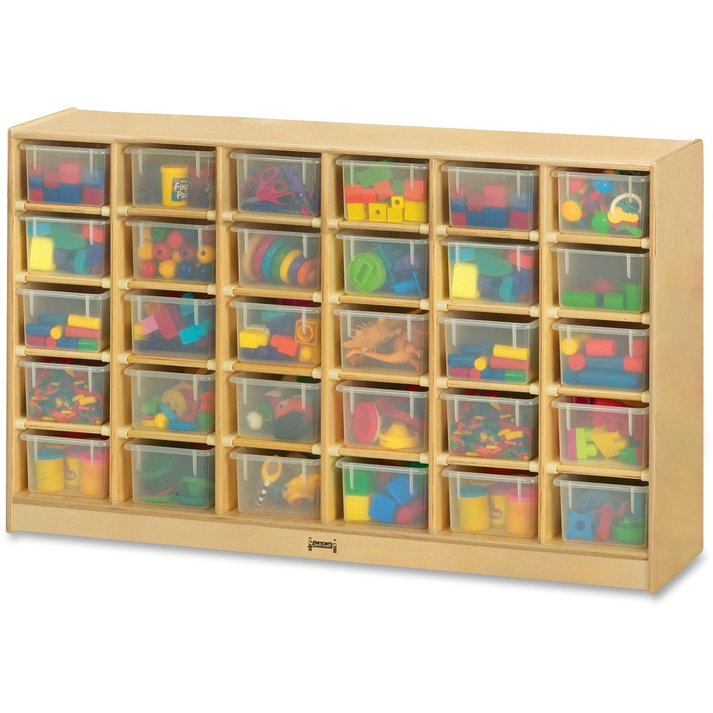 JNT04310JC - 30-cubbie mobile storage unit with colored bins encourages an organized classroom. Dowel-pin construction prevents weakening at the joints. Ultraviolet acrylic coating is durable and resists yellowing over time. MAXBrackets allow the art center to be moved easily from room to room without causing stress on the wheels and brackets. Wheels are made of hard rubber and won't leave black marks on your floor. KYDZSafe rounded edges allow children to play safely without getting hurt by sharp edges or corners. Kickplate prevents children from losing small items underneath.