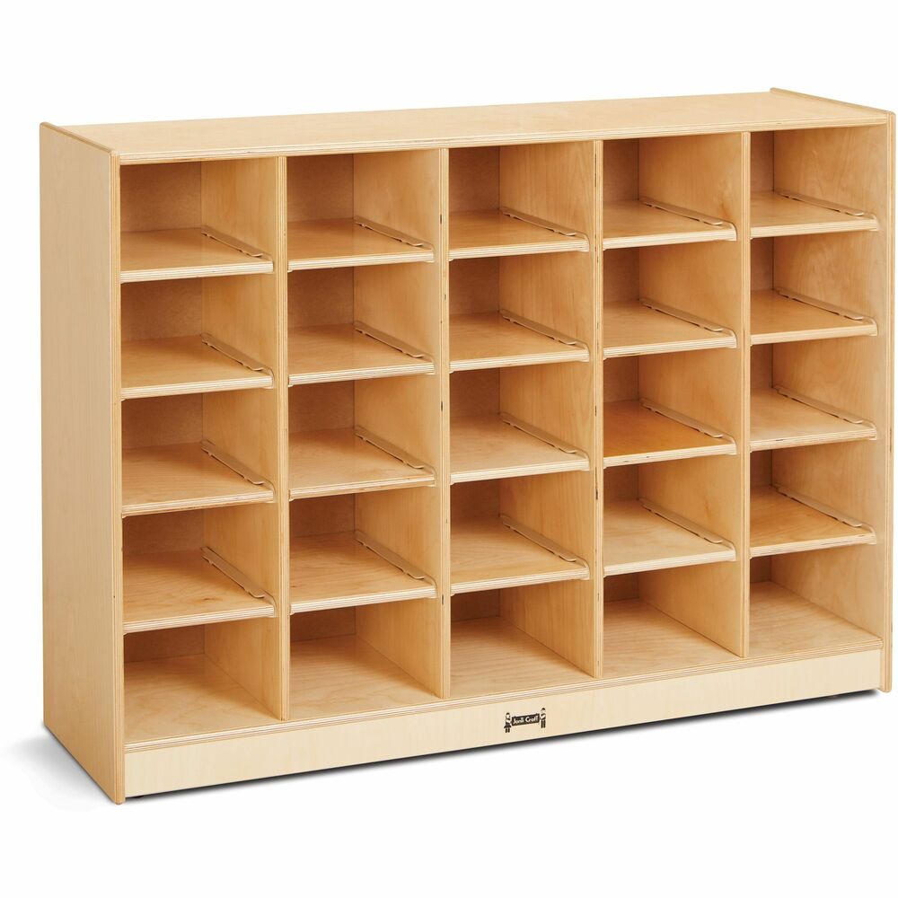 JNT0425JC - 25-cubby storage unit without bins encourages an organized classroom. MAXBrackets allow the unit to be moved effortlessly from room to room without causing stress on the wheels and brackets. Wheels are made of hard rubber and won't leave black marks on your floor. Durable laminate features an easy-to-clean surface. Dowel-pin construction prevents weakening at the joints. Ultraviolet acrylic coating is durable and resists yellowing over time. KYDZSafe rounded edges allow children to play safely without getting hurt by sharp edges or corners. Kickplate prevents children from losing small items underneath.