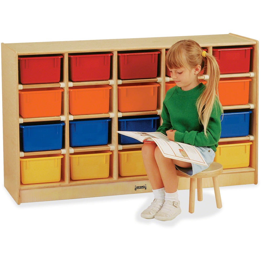 JNT0421JC - 20-cubbie mobile storage unit with bins encourages an organized classroom. Dowel-pin construction prevents weakening at the joints. Ultraviolet acrylic coating is durable and resists yellowing over time. MAXBrackets allow the art center to be moved easily from room to room without causing stress on the wheels and brackets. Wheels are made of hard rubber and won't leave black marks on your floor. KYDZSafe rounded edges allow children to play safely without getting hurt by sharp edges or corners. Kickplate prevents children from losing small items underneath.