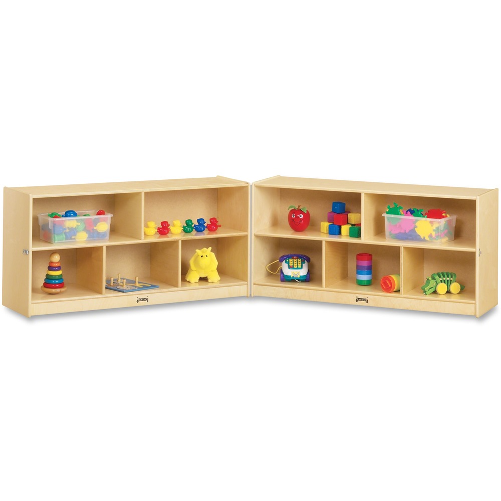 JNT0326JC - Fold-n-Lock storage shelf is perfect for organizing children's books, toys, games and more. Wings fold together and lock for security and easy mobility. Full-length piano hinges prevent small fingers from being pinched when the shelf is opened or closed. MAXBrackets allow the art center to be moved easily from room to room without causing stress on the wheels and brackets. Wheels are made of hard rubber and won't leave black marks on your floor. KYDZSafe rounded edges allow children to play safely without getting hurt by sharp edges or corners. Kickplate prevents children from losing small items underneath. Dowel-pin construction prevents weakening at the joints. Ultraviolet acrylic coating is durable and resists yellowing over time.