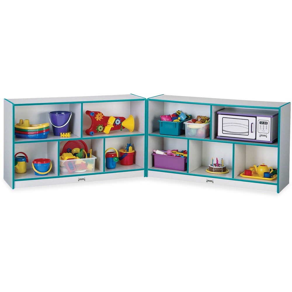 JNT0292JCWW005 - Fold-n-Lock storage shelf is perfect for organizing children's books, toys, games and more. Wings fold together and lock for security and easy mobility. Laminate is durable and features an easy-to-clean surface. Full-length piano hinges prevent small fingers from being pinched when the shelf is opened or closed. MAXBrackets allow the art center to be moved easily from room to room without causing stress on the wheels and brackets. Wheels are made of hard rubber and won't leave black marks on your floor. TRUEdge is permanently thermo-fused to the edges to prevent chipping. KYDZSafe rounded edges allow children to play safely without getting hurt by sharp edges or corners. Kickplate prevents children from losing small items underneath. Write-n-Wipe recessed backs can be easily wiped clean.