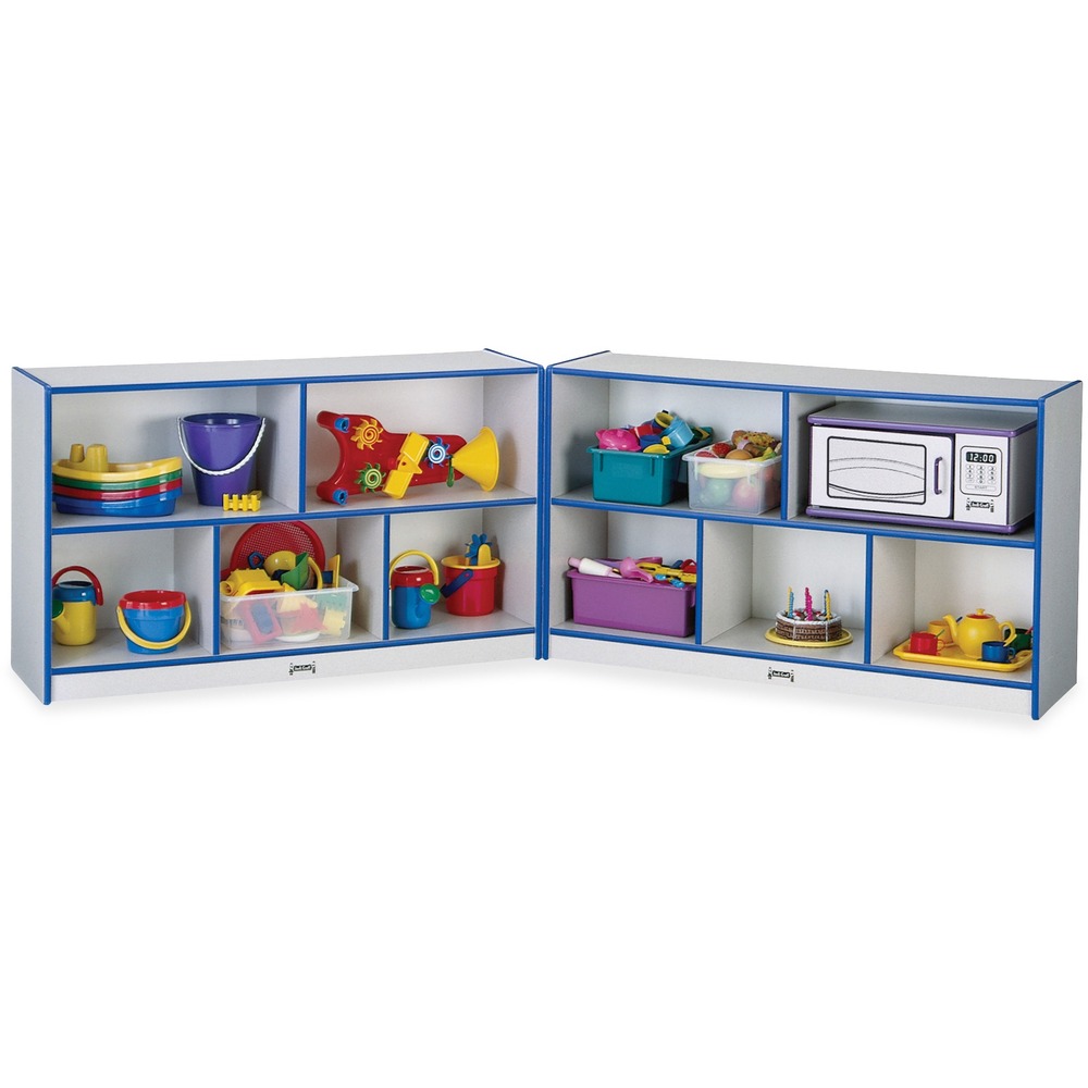 JNT0292JCWW003 - Fold-n-Lock storage shelf is perfect for organizing children's books, toys, games and more. Wings fold together and lock for security and easy mobility. Freckled gray laminate is durable and features an easy-to-clean surface. Full-length piano hinges prevent small fingers from being pinched when the shelf is opened or closed. MAXBrackets allow the art center to be moved easily from room to room without causing stress on the wheels and brackets. Wheels are made of hard rubber and won't leave black marks on your floor. TRUEdge is permanently thermo-fused to the edges to prevent chipping. KYDZSafe rounded edges allow children to play safely without getting hurt by sharp edges or corners. Kickplate prevents children from losing small items underneath. Write-n-Wipe recessed backs can be easily wiped clean.