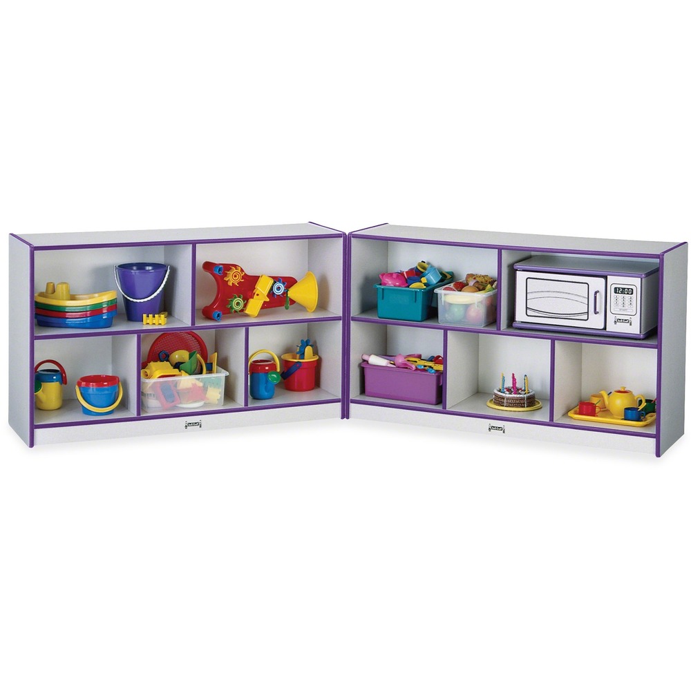 JNT0292JCWW004 - Fold-n-Lock storage shelf is perfect for organizing children's books, toys, games and more. Wings fold together and lock for security and easy mobility. Laminate is durable and features an easy-to-clean surface. Full-length piano hinges prevent small fingers from being pinched when the shelf is opened or closed. MAXBrackets allow the art center to be moved easily from room to room without causing stress on the wheels and brackets. Wheels are made of hard rubber and won't leave black marks on your floor. TRUEdge is permanently thermo-fused to the edges to prevent chipping. KYDZSafe rounded edges allow children to play safely without getting hurt by sharp edges or corners. Kickplate prevents children from losing small items underneath. Write-n-Wipe recessed backs can be easily wiped clean.