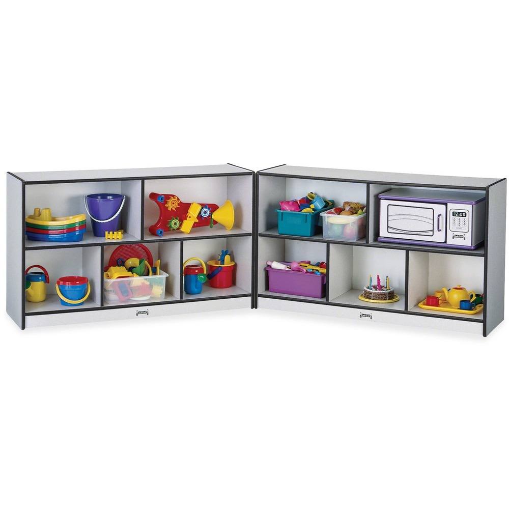 JNT0292JCWW180 - Fold-n-Lock storage shelf is perfect for organizing children's books, toys, games and more. Wings fold together and lock for security and easy mobility. Laminate is durable and features an easy-to-clean surface. Full-length piano hinges prevent small fingers from being pinched when the shelf is opened or closed. MAXBrackets allow the art center to be moved easily from room to room without causing stress on the wheels and brackets. Wheels are made of hard rubber and won't leave black marks on your floor. TRUEdge is permanently thermo-fused to the edges to prevent chipping. KYDZSafe rounded edges allow children to play safely without getting hurt by sharp edges or corners. Kickplate prevents children from losing small items underneath. Write-n-Wipe recessed backs can be easily wiped clean.