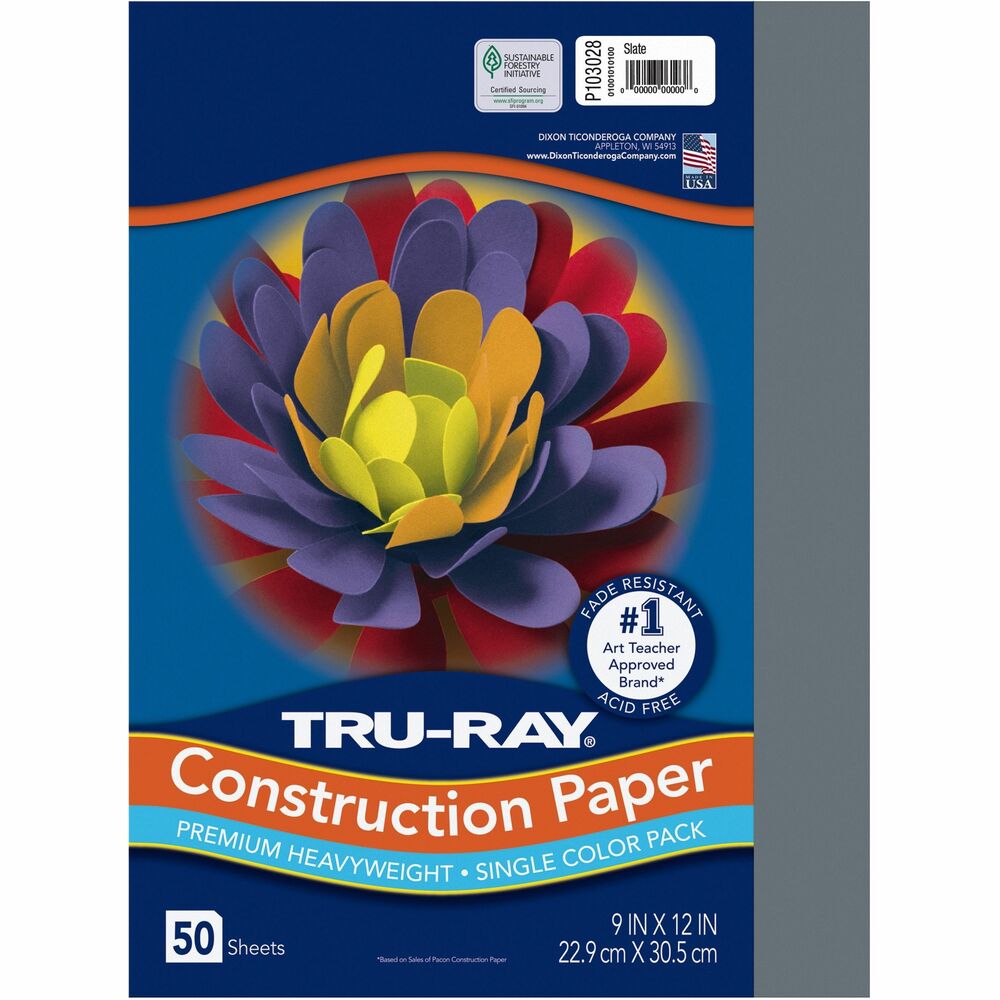 PAC103028 - Tru-Ray Construction Paper is perfect for any arts and crafts project. This heavyweight, 100 percent vat-dyed sulphite paper is made with longer, stronger fibers for extra durability. This paper is tough enough to take scoring, folding and curling without cracking and tearing. The superior fade-resistance of the paper keeps your projects brighter longer. Tru-Ray Construction Paper is acid-free and recyclable.