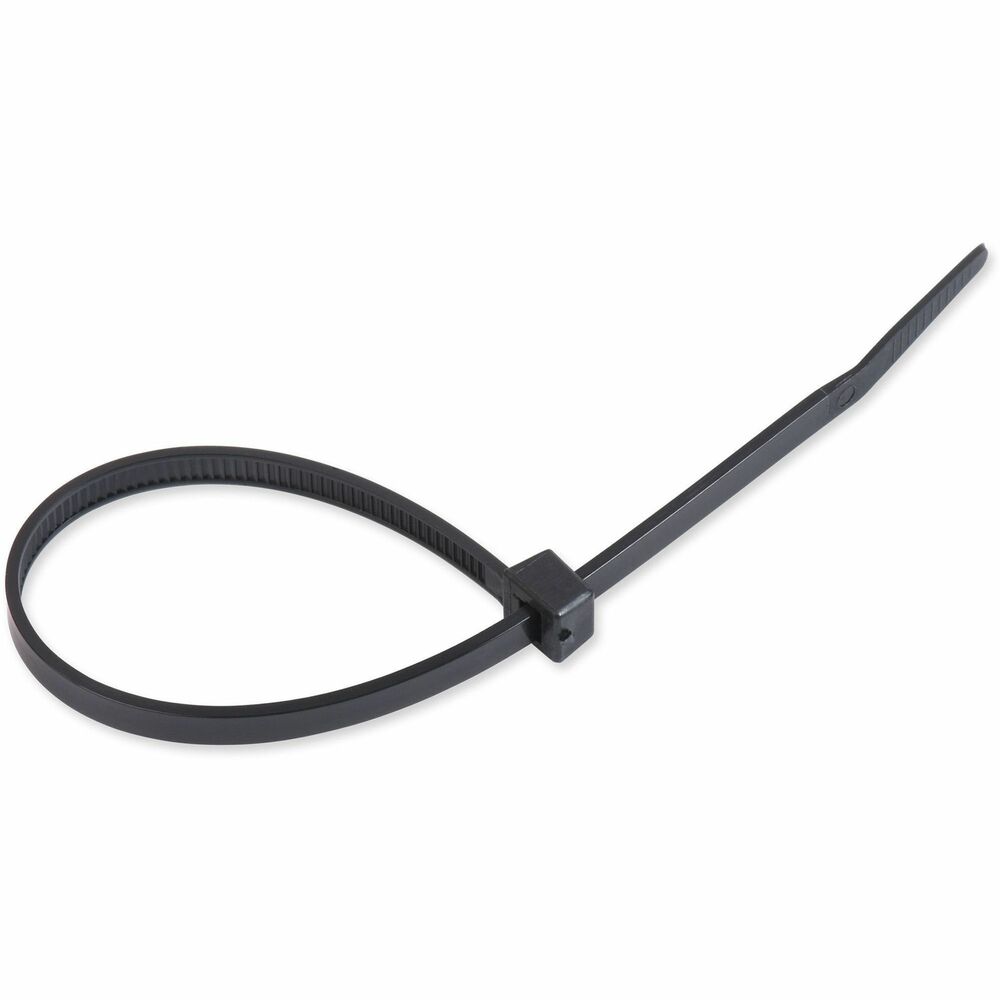 TCO22600 - Tamper-resistant, UV-stabilized ties permanently secure cables, chairs, cords, bags and other loose items. Tighten and lock as needed. Use multiple sizes and strengths for various applications. 50 lb. tensile strength will not stretch or slide. These black ties are suitable for long-term outdoor use.