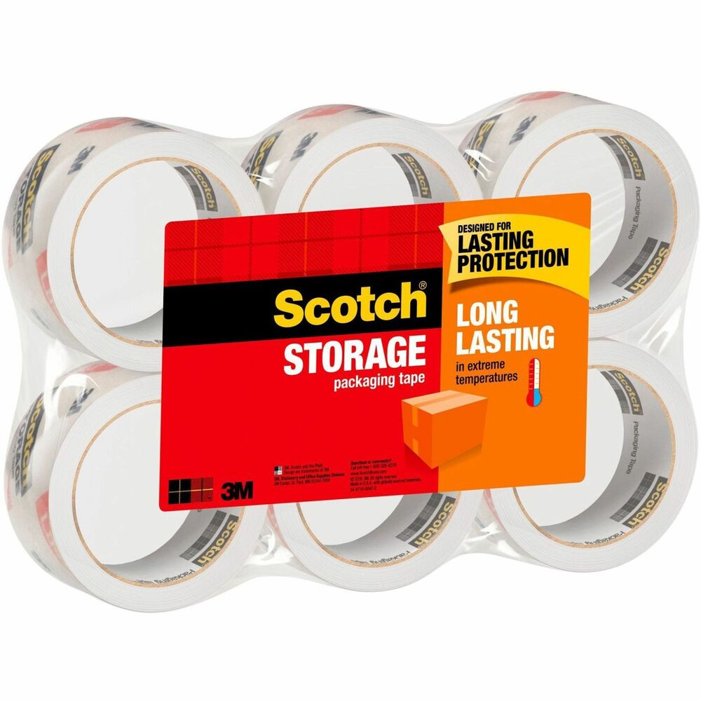 MMM36506 - Scotch Moving and Storage Tape features a water-based adhesive that is UV-resistant and holds strong in hot and cold temperatures. It offers a durable seal that's great for both moving and long-term storage. Tape meets U.S. Postal Regulations for standard packages. More from the Manufacturer