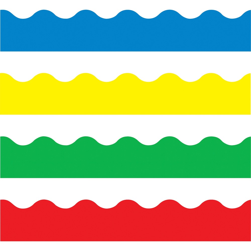 TEPT9001 - Layer patterns on solids, sparkles, or metallics; or use as-is to showcase student work in style, make funky crowns and bookmarks, and engage and delight. The perfect finishing touch for whiteboards, reward charts, calendars or any display. Durable and reusable. Variety Pack- 4 Bright Colours. 2-1/4" x 156'.