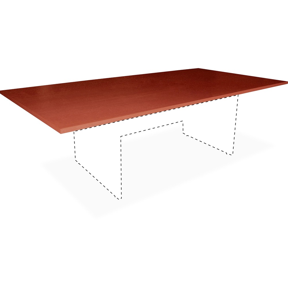 LLR69123 - Rectangular conference tabletop is designed for use with Lorell conference table bases. The 1" thick top has a 3.0 mil thick edge. Cam covers are included for all exposed assembly hardware. Table is 29-1/2" high with adjustable floor glides on a two-panel leg base. Top and base with modesty panel are sold separately.