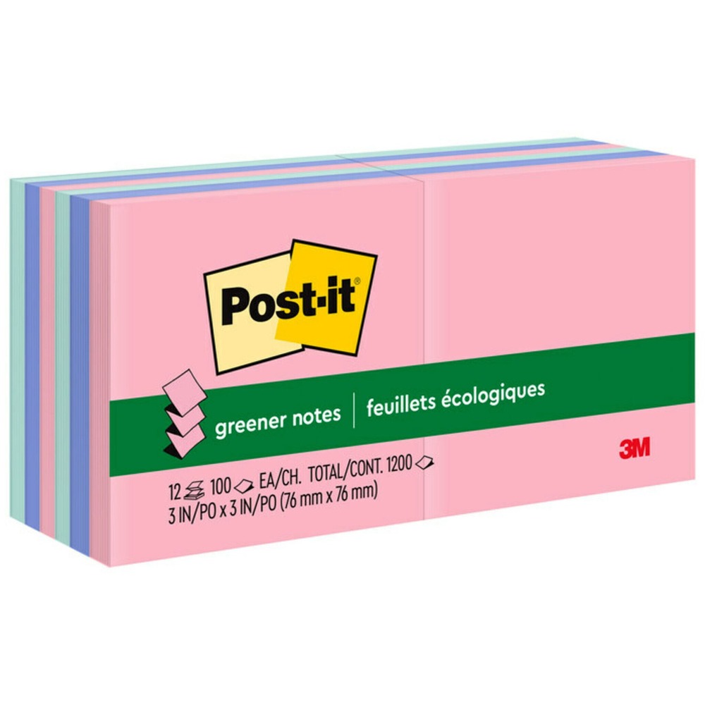 MMMR330RP12AP - Post-it Notes feature repositionable adhesive that won't mark paper and other surfaces. Attach notes without staples, paper clips or tape. Repositionable notes can be applied and reapplied. Notes are great for attaching notes to correspondence. Notes are made with plant-based adhesive and a high percentage of recycled material. The paper in Post-it Notes is sourced from certified, renewable and responsibly managed forests. More from the Manufacturer