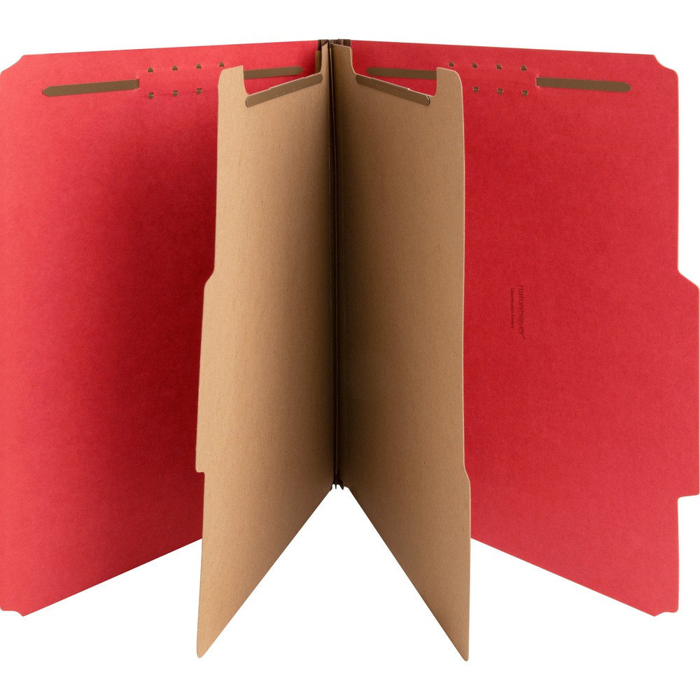 NATSP17206 - Eco-friendly classification folders are durable and made for subdividing large, bulky letter-size files. 2" fasteners are embedded on the front and back panels as well as the two dividers, expand for a 2" capacity and keep papers secure and in order. Covers are made of 25 point stock and have 2/5-cut right of center tabs. The dividers are made of 20 point stock and have 1/3-cut tabs. Folders are made with recycled material.