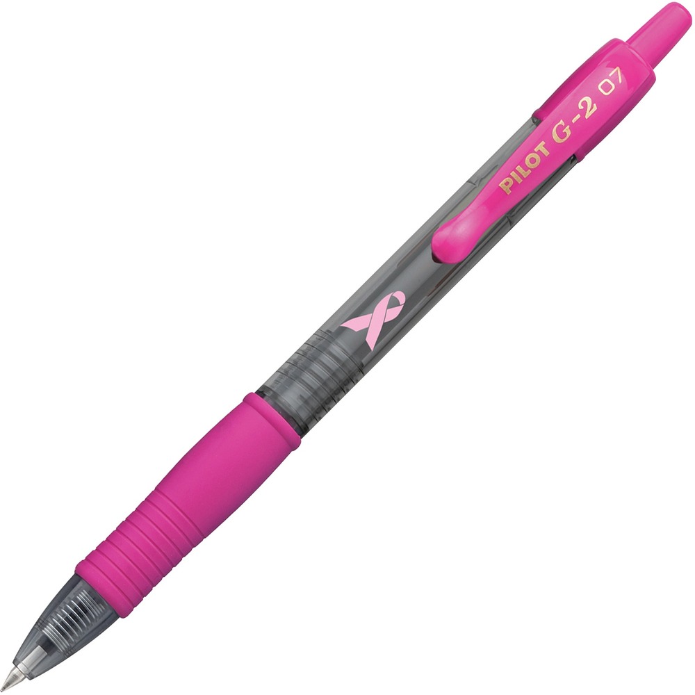 PIL31332 - G2 Breast Cancer Awareness Premium Gel Roller features a pink ribbon imprint to raise breast cancer awareness and is the ultimate pen for the everyday overachiever. A portion of the proceeds will be donated to the National Breast Cancer Foundation. Smooth-writing gel ink glides onto the page. G2 is proven to be the longest-writing gel ink pen vs. the average of top gel ink brands. Latex-free rubber grip provides long-lasting comfort. Extra-fine point conveniently retracts so no stray marks on pockets or bags, and retractable tip means no cap to lose. Gel ink pens are refillable for lasting use.