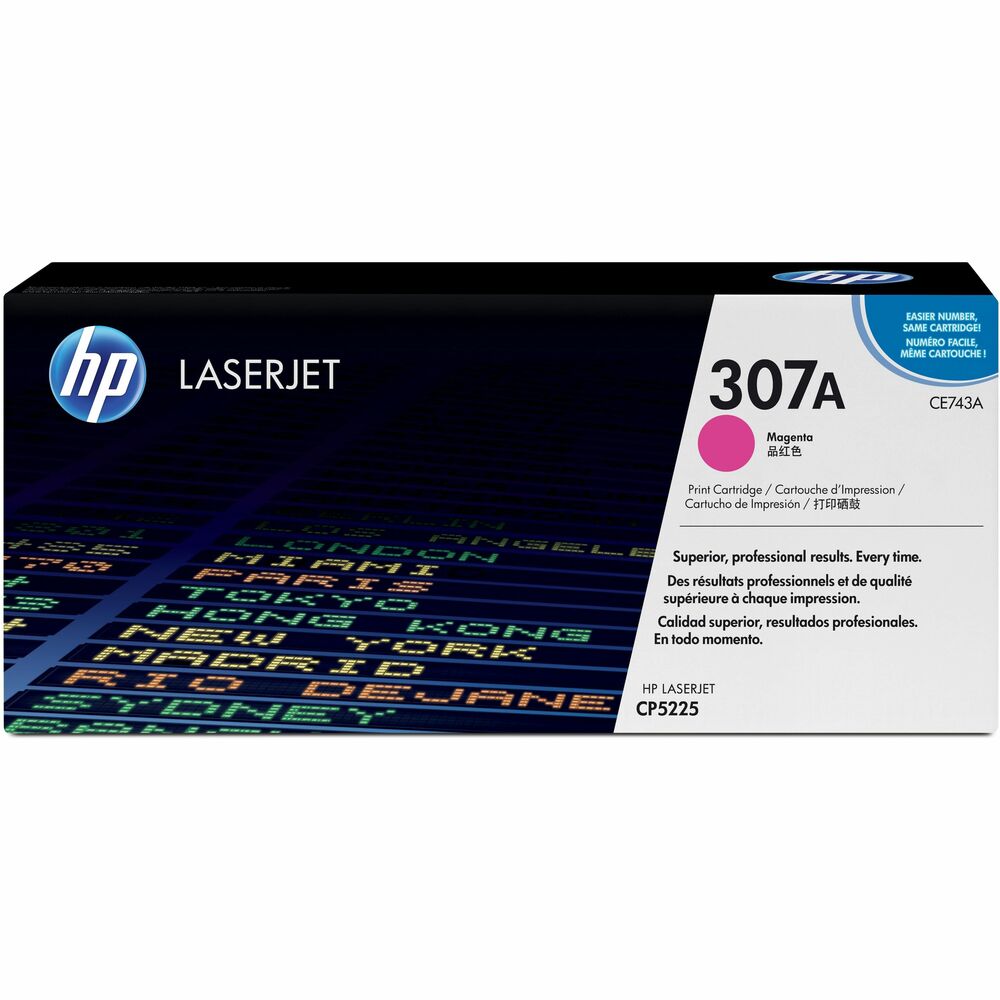 HEWCE743A - Stay productive and avoid wasted time and supplies with this reliable Original HP toner cartridge. HP ColorSphere toner delivers consistent, professional results on marketing, financial, design and engineering documents. HP 307A cartridge is designed for use with HP Color LaserJet Pro CP5220 Series, including CP5225dn and CP5225n, and yields approximately 7,300 pages. More from the Manufacturer