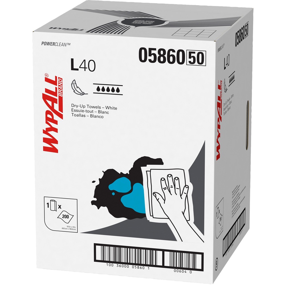 KCC05860 - WypAll Dry-Up towels are multipurpose, bath-sized towels that help reduce the cost and hassle of laundering and pilferage of towel towels. If you're looking for an effective towel that absorbs liquids lightning-fast, these drying towels are just what you need. They're made of bonded cellulose using double re-creped (DRC) technology for strength, softness and absorbency. Each towel soaks up liquids fast, but all you will feel is softness thanks to a plush, touchable outer layer. These towels are a popular choice for patient wiping in healthcare environments, for drying in gyms and schools and for tough tasks like cleaning grease in mining and manufacturing.