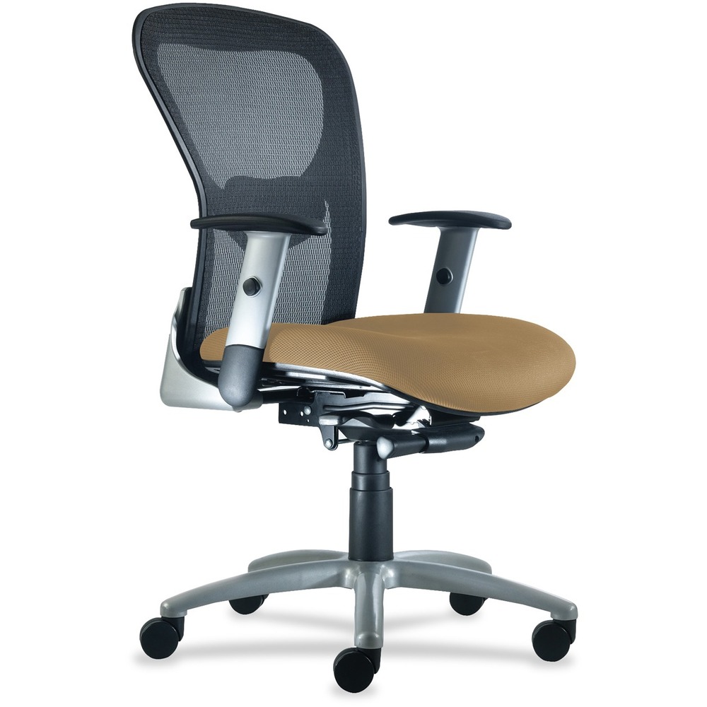 NTF1560Y2A8S111 - Ergonomic, sleek design of the Strata Mid Back Task Chair makes it a great choice for managerial and executive applications. Adjustable lumbar support provides comfortable, all-day seating. Silver arms adjust in both depth and height. Sculpted back with breathable mesh, molded foam seat in fabric and heavy-duty, synchro-tilt control make Strata the perfect chair for superior, long-term comfort. Synchro-tilt control features a smooth and comfortable, 2:1 back-to-seat ratio. Four-position, multi-locking back offers built-in safety return. Other functions include 360-degree swivel, slide knob-tension adjustment and pneumatic seat-height adjustment from 17" to 21-1/2". Sleek lines with rounded corners give a contemporary look to a classic silhouette, making Strata inherently versatile and effortless. Weight capacity is 300 lb.