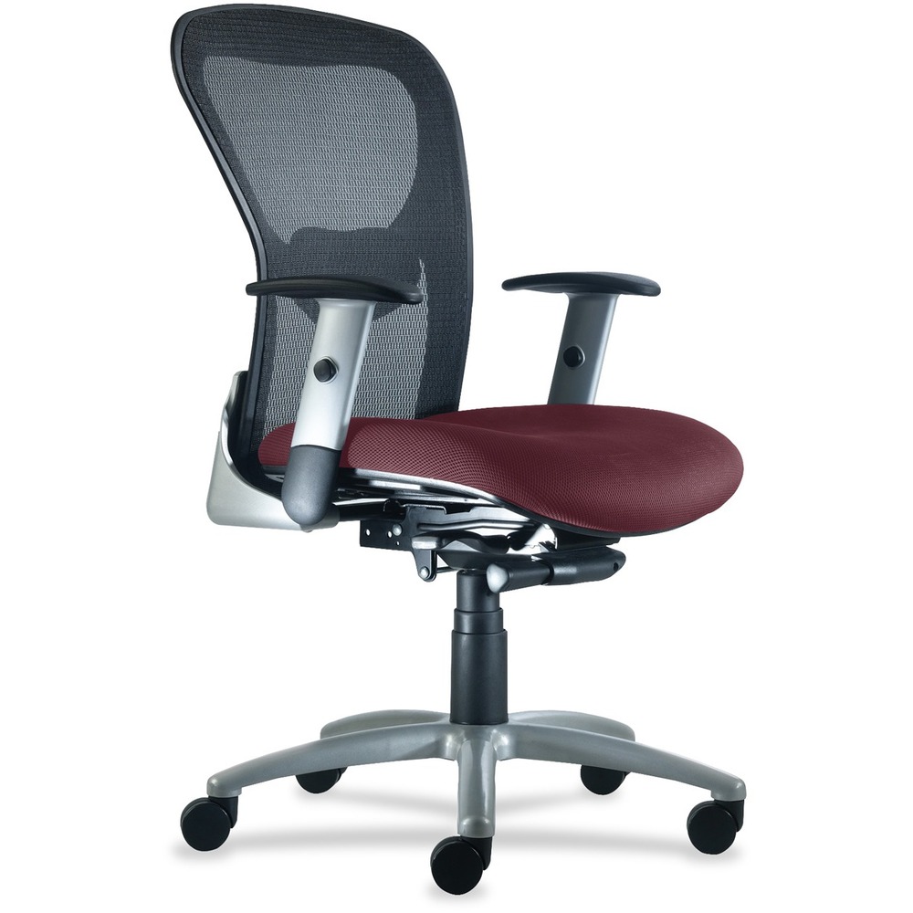 NTF1560Y2A8S114 - Ergonomic, sleek design of the Strata Mid Back Task Chair makes it a great choice for managerial and executive applications. Adjustable lumbar support provides comfortable, all-day seating. Silver arms adjust in both depth and height. Sculpted back with breathable mesh, molded foam seat in fabric and heavy-duty, synchro-tilt control make Strata the perfect chair for superior, long-term comfort. Synchro-tilt control features a smooth and comfortable, 2:1 back-to-seat ratio. Four-position, multi-locking back offers built-in safety return. Other functions include 360-degree swivel, slide knob-tension adjustment and pneumatic seat-height adjustment from 17" to 21-1/2". Sleek lines with rounded corners give a contemporary look to a classic silhouette, making Strata inherently versatile and effortless. Weight capacity is 300 lb.