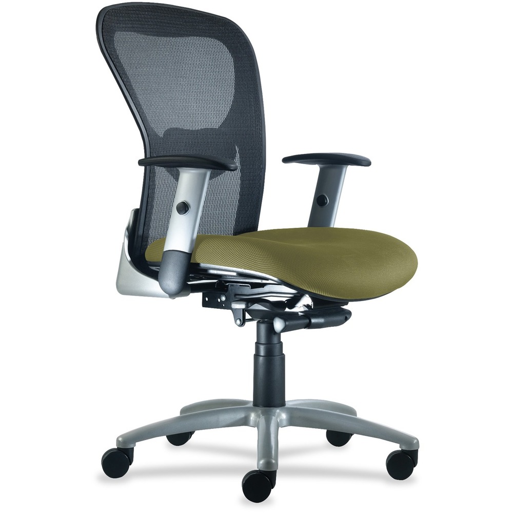NTF1560Y2A8S112 - Ergonomic, sleek design of the Strata Mid Back Task Chair makes it a great choice for managerial and executive applications. Adjustable lumbar support provides comfortable, all-day seating. Silver arms adjust in both depth and height. Sculpted back with breathable mesh, molded foam seat in fabric and heavy-duty, synchro-tilt control make Strata the perfect chair for superior, long-term comfort. Synchro-tilt control features a smooth and comfortable, 2:1 back-to-seat ratio. Four-position, multi-locking back offers built-in safety return. Other functions include 360-degree swivel, slide knob-tension adjustment and pneumatic seat-height adjustment from 17" to 21-1/2". Sleek lines with rounded corners give a contemporary look to a classic silhouette, making Strata inherently versatile and effortless. Weight capacity is 300 lb.