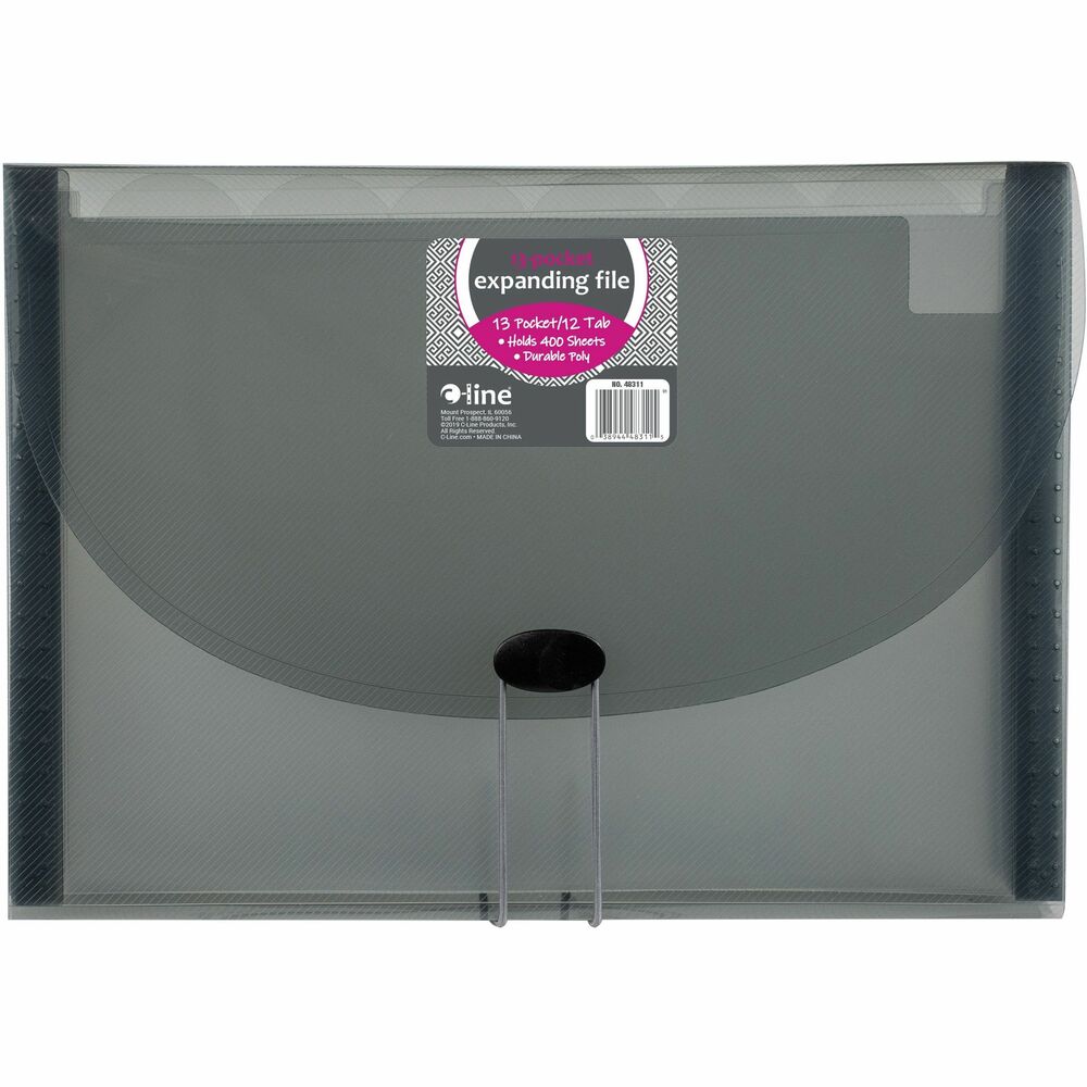 CLI48311 - Expanding file is made of durable, acid-free, archival-quality polypropylene. Use 13 pockets for letter-size document storage. File includes 12 write-on tabs and a button-elastic closure.