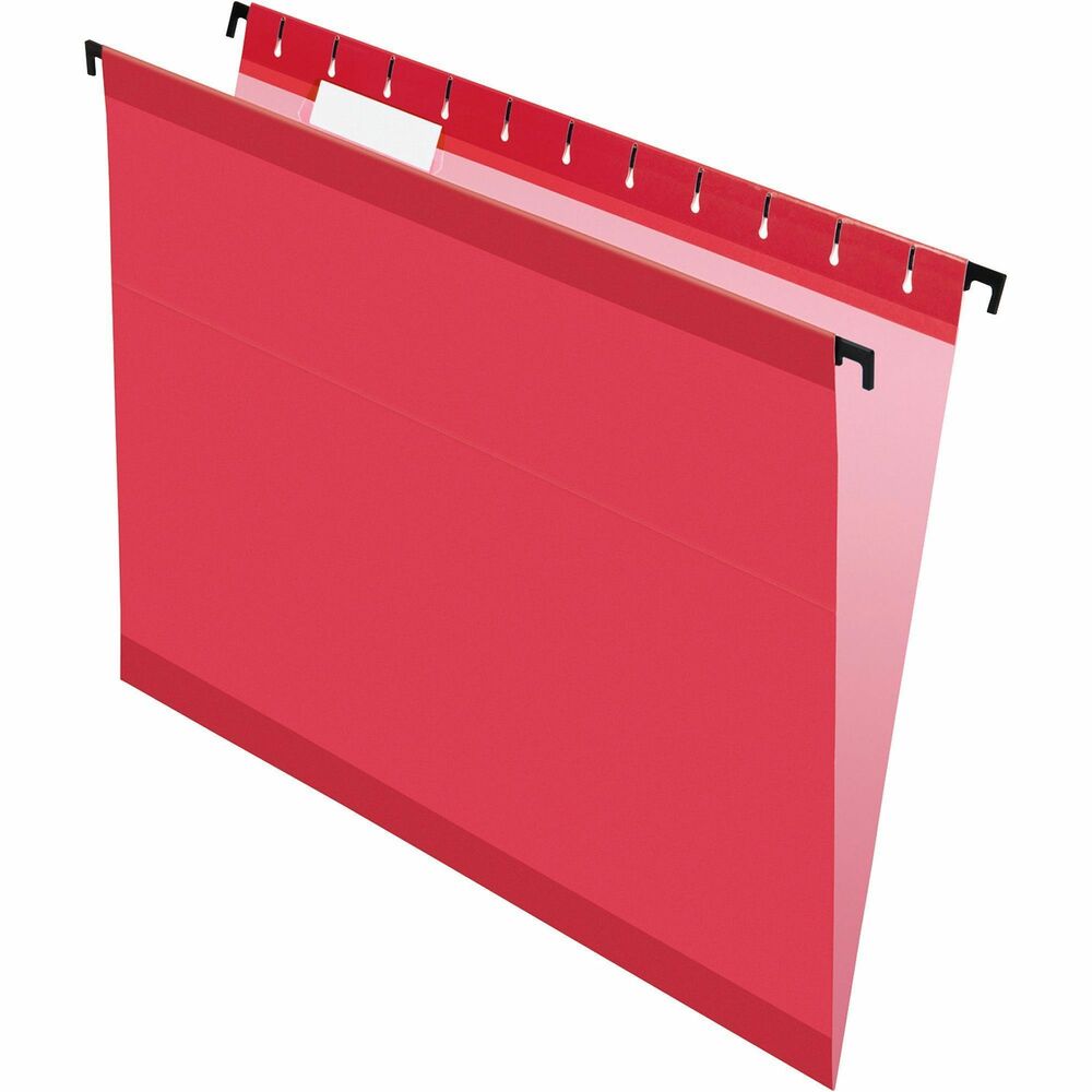 PFX615215RED - Hanging file folders feature SureHook technology with longer plastic hooks and revolutionary, built-in tension springs so the rods bend less. Folders stay on rails and slide with ease. Reinforced polylaminated tops and bottoms offer ultimate durability. Rods and hooks are strong and sturdy. Lighter interior prevents misfiles. Folders work with existing filing systems and hold letter-size documents. Acid-free, hanging file folders include clear 1/5-cut tabs and printer-ready inserts.