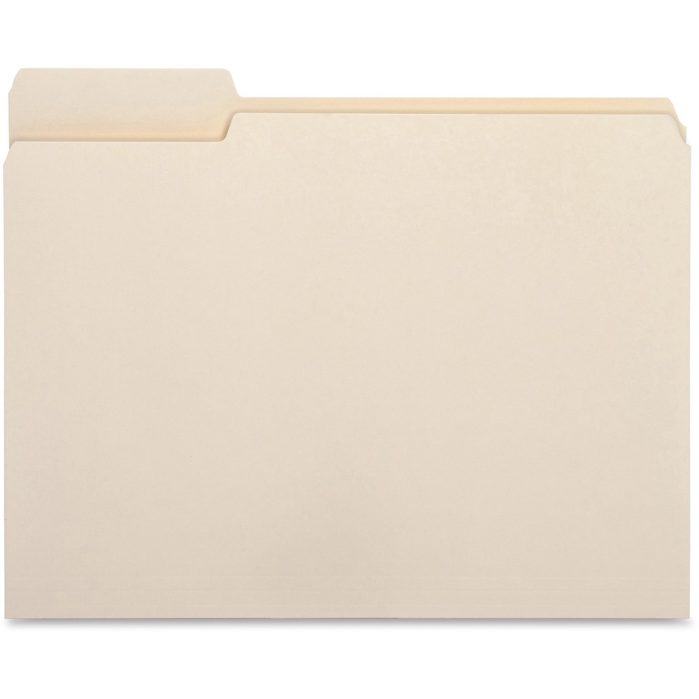 BSN16490 - File folders feature 1/3-cut tabs that are 1/2" high and undercut for label visibility. Tabs are also one-ply. Top corners are rounded. File folders are scored for 3/4" expansion and made of 11 point stock.