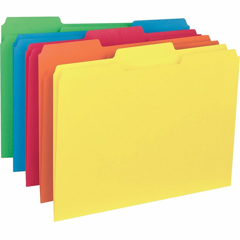BSN43561 - Specially sized Interior File Folders fit neatly inside all types of hanging folders, pockets or expanding files. These folders are cut lower than standard folders so the tabs align with the top of the hanging folders, pockets or expanding files when returned to the file. Assorted 1/3-cut tab positions allow more than one interior folder to be used to subdivide and organize papers, brochures, pamphlets and miscellaneous items. Distinctive color allows efficient color-coding. File folders are made of sturdy, 11 point stock for long-lasting durability.