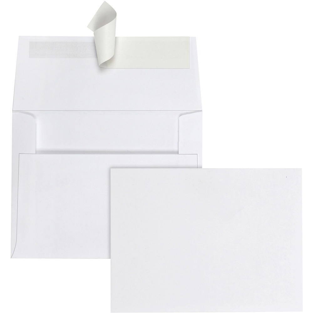 QUA10740 - Give your social greetings a look of elegance with these A2 Invitation Envelopes with Self Seal Closure. They are made from premium, 24 lb. white wove paper for a high-quality finish. 4-3/8" x 5-3/4" envelopes are perfect for invitations, photos, announcements, RSVPs, greeting cards and many other social occasions. A2 size holds an 8-1/2" x 11" sheet of paper folded into quarters to answer all your stationery needs. Self-seal, Redi-Strip closure provides an instant seal and remains dust-free to prolong the life of the adhesive.