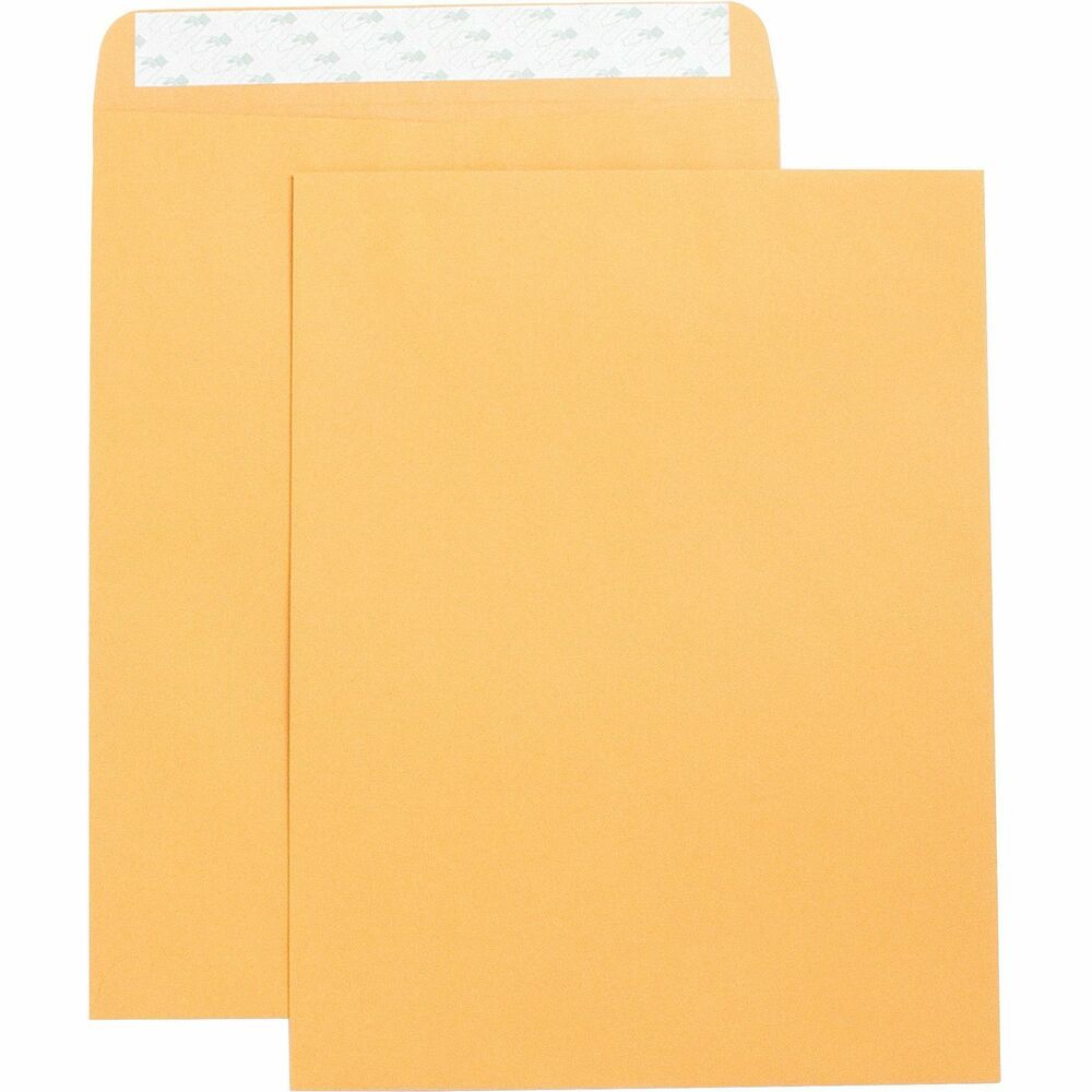 BSN42121 - Catalog envelopes feature an adhesive strip protected by a removable paper liner. Simply remove the liner and press the flap closed for a quick, clean seal upon contact without moistening. Paper liner keeps adhesive free of dust. Envelopes are made of Kraft material. 28 lb.
